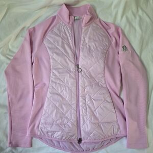 Greg Norman Chevron Quilted Cire Pink Full-Zip Jacket Tullymore Embroidery S/P